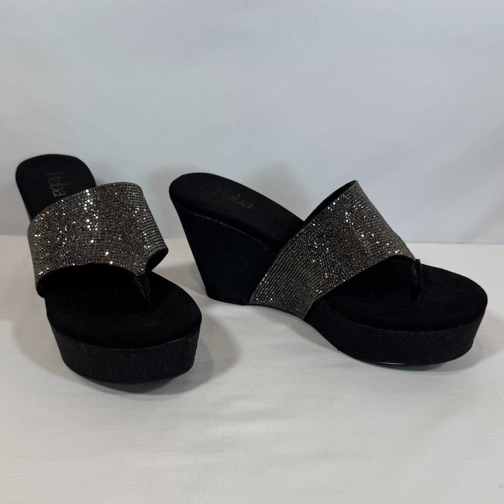 REBA RADIANCE Jeweled Platform Thong-Toe Sandal 8.5